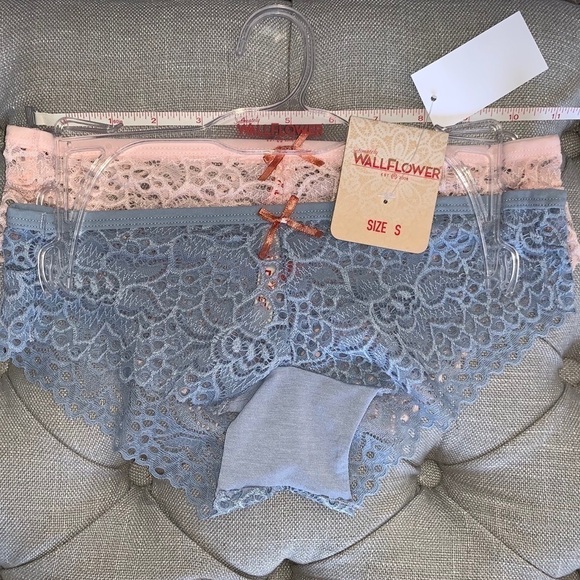 2 PACK OF INTIMATELY WALLFLOWER BLUE AND PINK LACE PANTIES SIZE SMALL - Picture 3 of 3